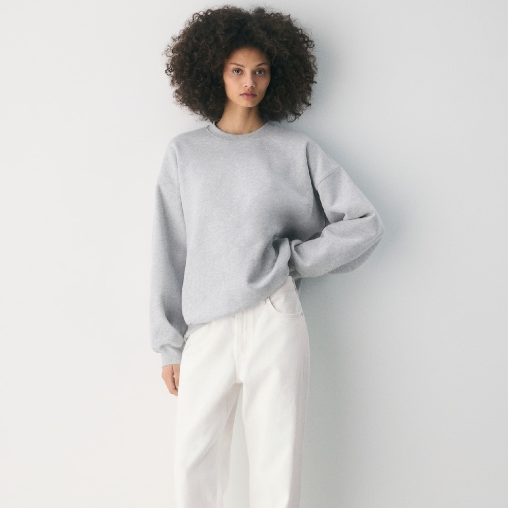TNA Cozy Fleece Sweatshirt in Light Gray